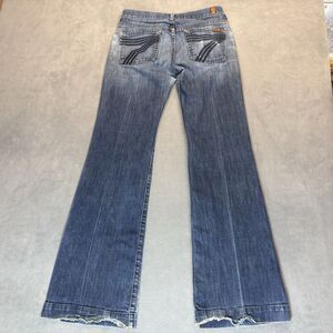 7 For All Mankind Womens Jeans Size 27 Dojo Flared Embroidery USA Blue